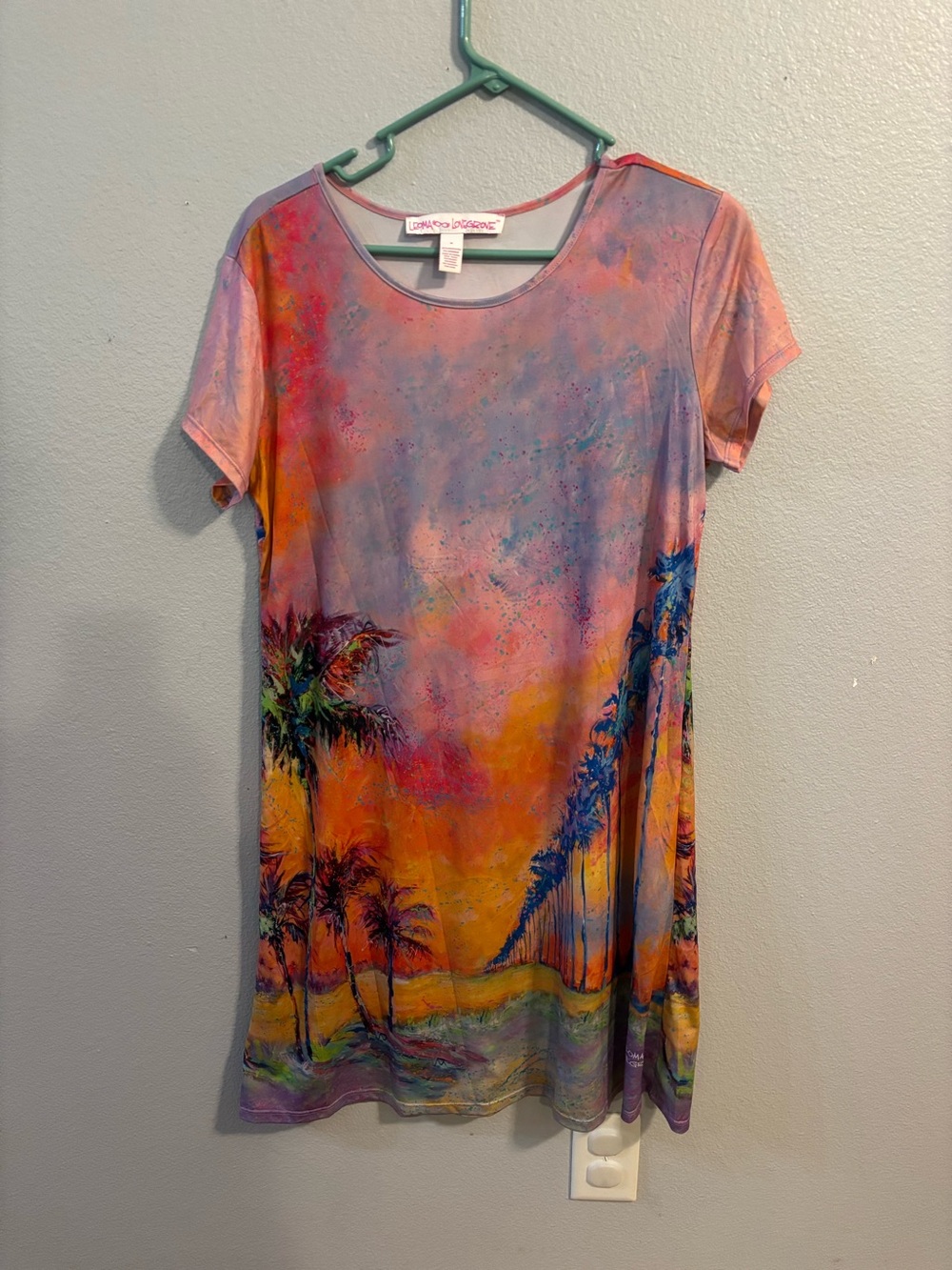 Leoma Lovegrove Tropical Sunset Scene short sleeve dress medium